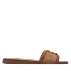 Klapki Aldo. Brązowe klapki damskie Aldo, bez wzorów, bez obcasa. Za 219.99 zł.