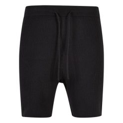 Prążkowane Szorty Urban Classics. Czarne szorty męskie Urban Classics, bez wzorów, prążkowane, eleganckie. Za 186.00 zł.