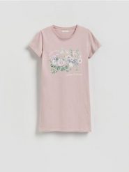 Koszula nocna - pastelowy róż. Czerwone koszule nocne damskie Reserved, bez wzorów, z bawełny. Za 59.99 zł.