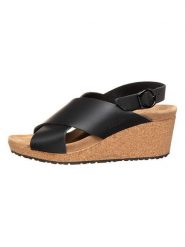 Papillio Skórzane sandały "Samira Ring-Buckle" w kolorze czarnym na koturnie rozmiar: 37. Czarne sandały damskie Papillio, bez wzorów, bez obcasa, na koturnie. Za 156.61 zł.