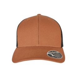 Czapka z płótna Flexfit 110 Structured Trucker. Brązowe czapki męskie FLEXFIT, bez wzorów, z materiału. Za 113.45 zł.
