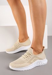 Beżowo-Białe Buty Sportowe Bemostom. Brązowe buty sportowe na co dzień damskie Renee, bez wzorów, z jeansu, na fitness i siłownię. Za 39.99 zł.