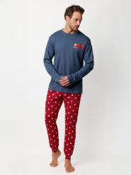 Disney Piżama "Disney" w kolorze granatowo-czerwonym rozmiar: S. Czerwone piżamy męskie Disney, s, bez wzorów, z bawełny, bez ramiączek. Za 165.99 zł.