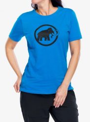 Koszulka bawełniana damska Mammut Core T-Shirt Classic. Niebieskie topy sportowe damskie Mammut, s, bez wzorów, z bawełny, bez ramiączek. Za 182.95 zł.