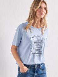 Street One Koszulka Kobiety Bawełna niebieski, 44. Niebieskie t-shirty damskie Street One, bez wzorów, z bawełny, bez kołnierzyka. Za 129.95 zł.