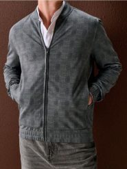 Bluza bomberka z domieszką wiskozy - szary. Szare bluzy bez kaptura męskie Sinsay, l, z wiskozy. Za 69.99 zł.