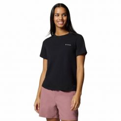 Koszulka damska Columbia Sun Trek Short Sleeve II Tee z krótkim rękawem. Czarne bluzki sportowe damskie Columbia, s, bez kołnierzyka, bez ramiączek. Za 94.99 zł.