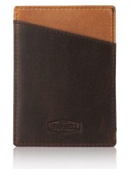 SPARWELL Skórzany portfel "Nixon" w kolorze brązowo-jasnobrązowym - 8 x 11 x 0,5 cm rozmiar: onesize. Brązowe portfele męskie SPARWELL, bez wzorów, z materiału. Za 34.99 zł.