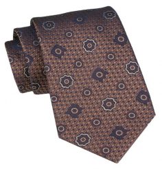 Klasyczny Krawat Męski - ALTIES - Brązowy w Grochy. Brązowe krawaty i muchy męskie Alties, bez wzorów, z tkaniny, eleganckie. Za 49.00 zł.
