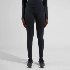 Legginsy do biegania damskie Odlo ZEROWEIGHT PRINT REFLECTIVE. Czarne legginsy damskie Odlo, m, bez wzorów, z elastanu. Za 499.99 zł.