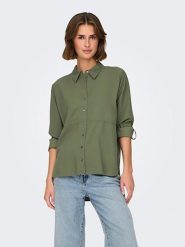 JDY Bluzka w kolorze khaki rozmiar: XS. Brązowe bluzki damskie JDY, xs, bez wzorów, bez kołnierzyka, bez ramiączek. Za 43.99 zł.
