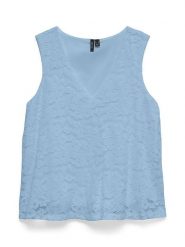 Vero Moda Bluzka w kolorze błękitnym rozmiar: L. Niebieskie bluzki damskie Vero Moda, l, bez wzorów, z koronki, bez kołnierzyka, bez ramiączek. Za 83.42 zł.
