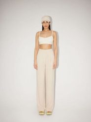 LeGer Spodnie "Thora" w kolorze beżowym rozmiar: 44. Brązowe spodnie materiałowe damskie LeGer, bez wzorów, z materiału, z podwyższonym stanem. Za 121.99 zł.