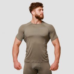 Koszulka męska bieganie slim Pulse Vetiver. Zielone t-shirty sportowe męskie GYMBEAM, m, z elastanu, bez ramiączek, do biegania. Za 81.90 zł.