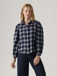 Levi's Koszula w kolorze granatowo-białym rozmiar: S. Niebieskie koszule damskie Levi's, s, bez wzorów, z bawełny, bez kołnierzyka, bez ramiączek. Za 96.37 zł.
