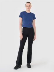 4F Legginsy z rozszerzanymi nogawkami damskie - czarne XS. Czarne legginsy damskie 4f, s, bez wzorów, z bawełny. W wyprzedaży za 79.99 zł.