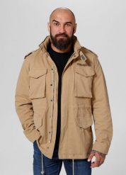 Kurtka przejściowa męska Pitbull M65. Brązowe kurtki męskie PITBULL, m, z aplikacjami, z bawełny, militarne, bez kaptura. Za 379.00 zł.