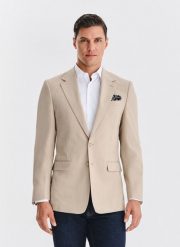 PAKO LORENTE – Beżowa marynarka męska. Brązowe marynarki męskie Pako Lorente, bez wzorów, z elastanu. Za 549.99 zł.