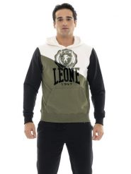 Bluza wygodny z bawełna z kaptur na co dzień. Zielone bluzy sportowe męskie LEONE 1947 APPAREL, bez wzorów, z bawełny, bez kołnierzyka, bez ramiączek. Za 357.85 zł.