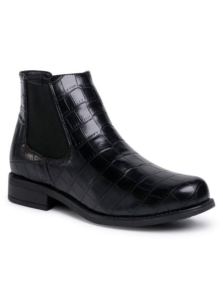 Jenny Fairy Sztyblety TTT-DESA-01 Czarny. Czarne botki damskie Jenny Fairy, ze skóry, bez obcasa, na płaskiej podeszwie, bez zapięcia. Za 57.99 zł.