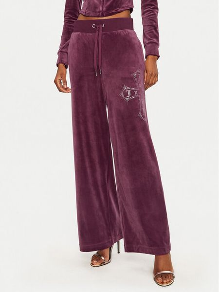 Juicy Couture Spodnie dresowe Jerry Cross JCBBJ224833 Bordowy Wide Leg. Czerwone spodnie dresowe damskie Juicy Couture, xl, bez wzorów, z dresówki. Za 279.99 zł.