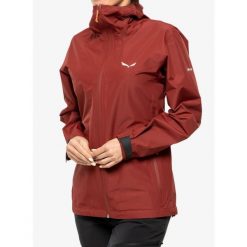 Kurtka przeciwdeszczowa damska Salewa Puez Aqua 4 PTX 2.5L Jacket. Czerwone kurtki przeciwdeszczowe damskie Salewa, l, bez kaptura. W wyprzedaży za 560.10 zł.
