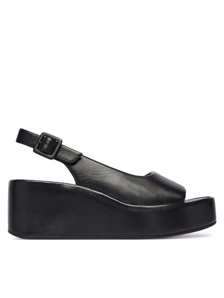 HÖGL Sandały 1-102510 Czarny. Czarne sandały damskie HÖGL, bez wzorów, ze skóry, bez obcasa, na koturnie. Za 749.99 zł.