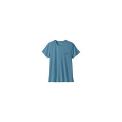 Koszulka turystyczna damska Capilene Cool Trail Shirt Stratapeaks Women. Niebieskie bluzki damskie Patagonia, bez wzorów, z dzianiny, bez kołnierzyka. Za 239.99 zł.