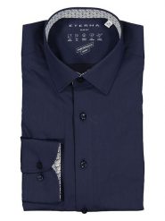 Eterna Koszula - Slim fit - w kolorze granatowym rozmiar: 37. Niebieskie koszule męskie Eterna, bez wzorów, z materiału, bez kołnierzyka, bez ramiączek. Za 114.44 zł.