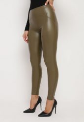 Zielone Legginsy z Ekoskóry z Wysokim Stanem i Polarem Labrine. Zielone legginsy damskie Born2be, l, bez wzorów, z jeansu. Za 44.99 zł.