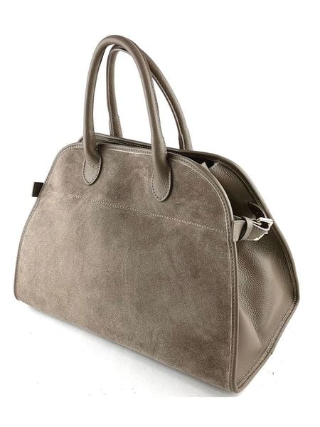 Marlon Skórzana torebka "Maxi Arthur" w kolorze szarym - 43 x 31 x 23 cm rozmiar: onesize. Szare torebki klasyczne damskie Marlon, bez wzorów, z materiału, bez dodatków. Za 425.06 zł.