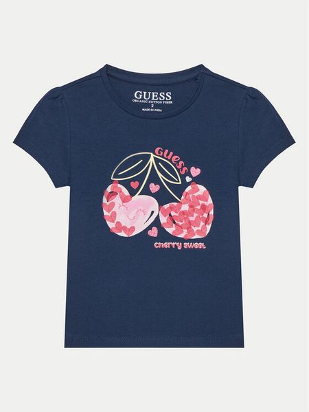 Guess T-Shirt K5GI03 K6YW4 Niebieski Regular Fit. Niebieskie koszulki dziewczęce Guess, z aplikacjami, z bawełny, bez ramiączek. Za 59.99 zł.
