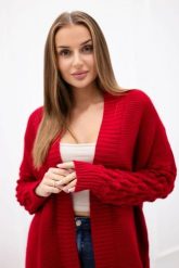 Sweter z bąbelkami na rękawie czerwony. Czerwone swetry klasyczne damskie KESI, l, z wełny, bez kołnierzyka, plus size. Za 137.15 zł.