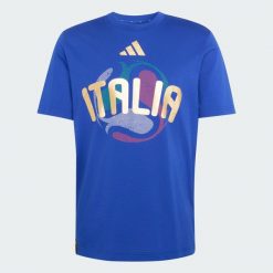 Koszulka Mistrzostwa Świata FIFA 26 Włochy. Niebieskie t-shirty sportowe męskie Adidas, bez ramiączek, do piłki nożnej. Za 129.00 zł.