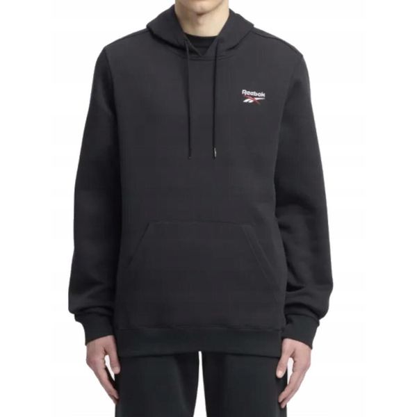 BLUZA męska REEBOK sportowa 100221826 czarna bawełniana z kapturem L. Czarne bluzy sportowe męskie REEBOK FITNESS, bez wzorów, z bawełny, casualowe, bez kołnierzyka, bez ramiączek. Za 189.99 zł.