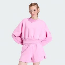 Bluza Soft Lux Loose. Czerwone bluzy bez kaptura damskie Adidas, l, z bawełny. Za 279.00 zł.