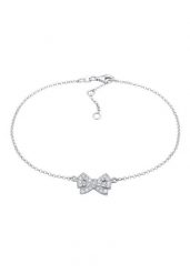 Elli Damska bransoletka na kostkę wstążka z kryształami z pozłacanego srebra próby 925 sterling silver Bransoletki na nogę 1 ct Damski. Szare bransoletki damskie Elli, pozłacane. Za 198.99 zł.