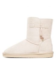 ISLAND BOOT Kozaki zimowe "Kinsac" w kolorze kremowym rozmiar: 37. Brązowe kozaki damskie Island Boot, z materiału, bez obcasa. Za 165.99 zł.