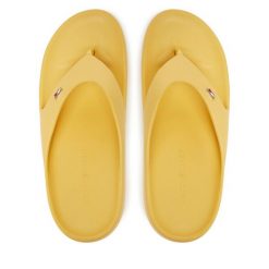 Japonki Tommy Hilfiger. Żółte klapki damskie Tommy Hilfiger, bez wzorów, bez obcasa. Za 119.99 zł.