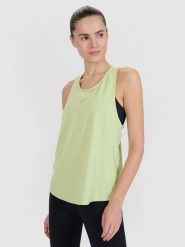 Top treningowy oversize szybkoschnący damski. Zielone topy sportowe damskie 4f, l, bez wzorów, z materiału, bez ramiączek. Za 81.64 zł.