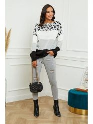 L'armoire de Suzette Sweter w kolorze czarno-jasnoszarym rozmiar: 34/36. Białe swetry klasyczne damskie L'armoire de Suzette, l, ze splotem, bez kołnierzyka. Za 113.36 zł.