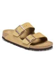 Birkenstock Skórzane klapki "Arizona" w kolorze jasnobrązowym rozmiar: 40. Brązowe klapki damskie Birkenstock, bez wzorów, bez obcasa. Za 482.03 zł.