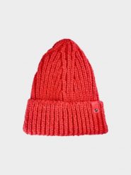 4F Czapka beanie damska - czerwona S. Czerwone czapki zimowe damskie 4f, z dzianiny. W wyprzedaży za 29.99 zł.