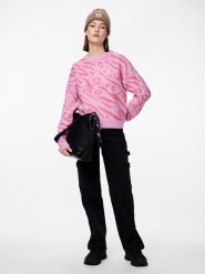 Pieces Sweter "Jeo" w kolorze jasnoróżowym rozmiar: M. Różowe swetry klasyczne damskie Pieces, m, ze splotem, bez kołnierzyka. Za 61.46 zł.