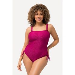 Damski Kostium kąpielowy struktura miękkie miseczki odpinane ramiączka. Fioletowe stroje jednoczęściowe damskie Ulla Popken, plus size, bez wzorów, plus size. W wyprzedaży za 237.99 zł.