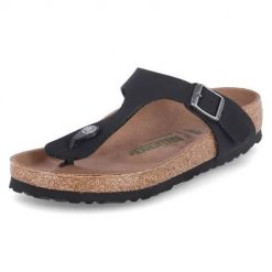Japonki damskie Birkenstock Gizeh BS. Czarne klapki damskie Birkenstock, bez wzorów, z materiału, bez obcasa. Za 359.00 zł.