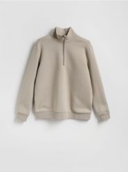 Gładka bluza ze stójką - jasnoszary. Szare bluzy bez kaptura męskie Reserved, l, z bawełny. Za 129.99 zł.