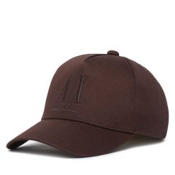 Czapka z daszkiem Armani Exchange. Brązowe czapki z daszkiem damskie Armani Exchange, bez wzorów. Za 289.99 zł.
