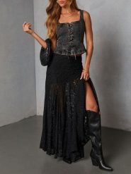 Milan Kiss Spódnica w kolorze czarnym rozmiar: S. Czarne spódniczki damskie Milan Kiss, s, bez wzorów, z koronki, maxi. Za 130.99 zł.