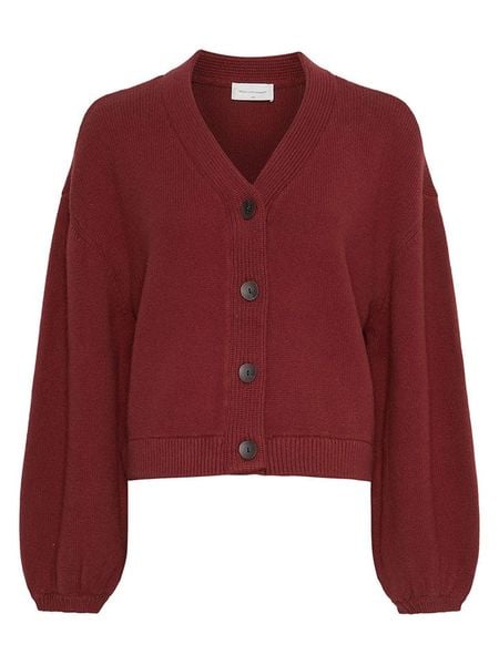 MOSS COPENHAGEN Kardigan "Zafina" w kolorze bordowym rozmiar: L/XL. Czerwone kardigany damskie MOSS COPENHAGEN, l, bez wzorów, z bawełny. Za 180.06 zł.